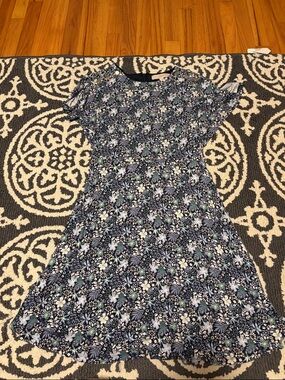 LOFT Navy Floral Fit-and-Flare Mini Dress